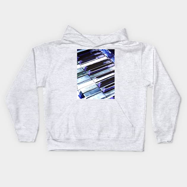 Blue Abstract Piano Keys Kids Hoodie by Supertonic